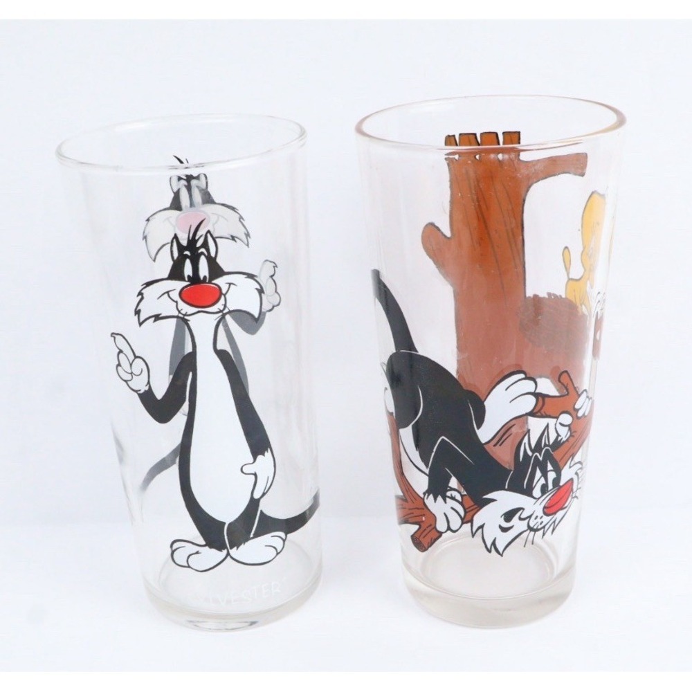 2 VTG 1976 Pepsi Sylvester & Tweety Collector Series Drinking Glassware